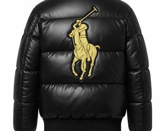Doudoune noire pour homme, style polo, brodé streetwear, manteau d'hiver de créateur, cadeau pour lui