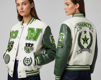 Veste universitaire personnalisée | Letterman personnalisé | Laine et cuir faits main | Commandes groupées unisexes