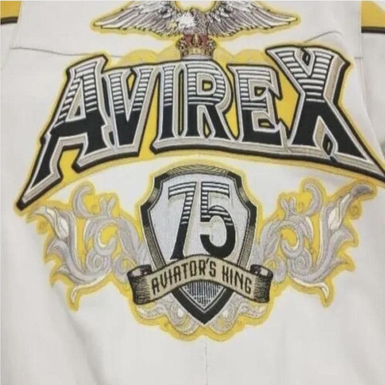Men’s Avirex Yellow Leather Bomber Jacket Vintage Aviator King 75 Flight Jacket image 2