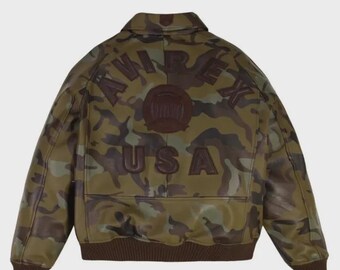 Jaqueta Bomber Masculina de Couro Camuflada – Estilo Militar, Roupa Casual para Atividades ao Ar Livre, Presente Ideal para Ele