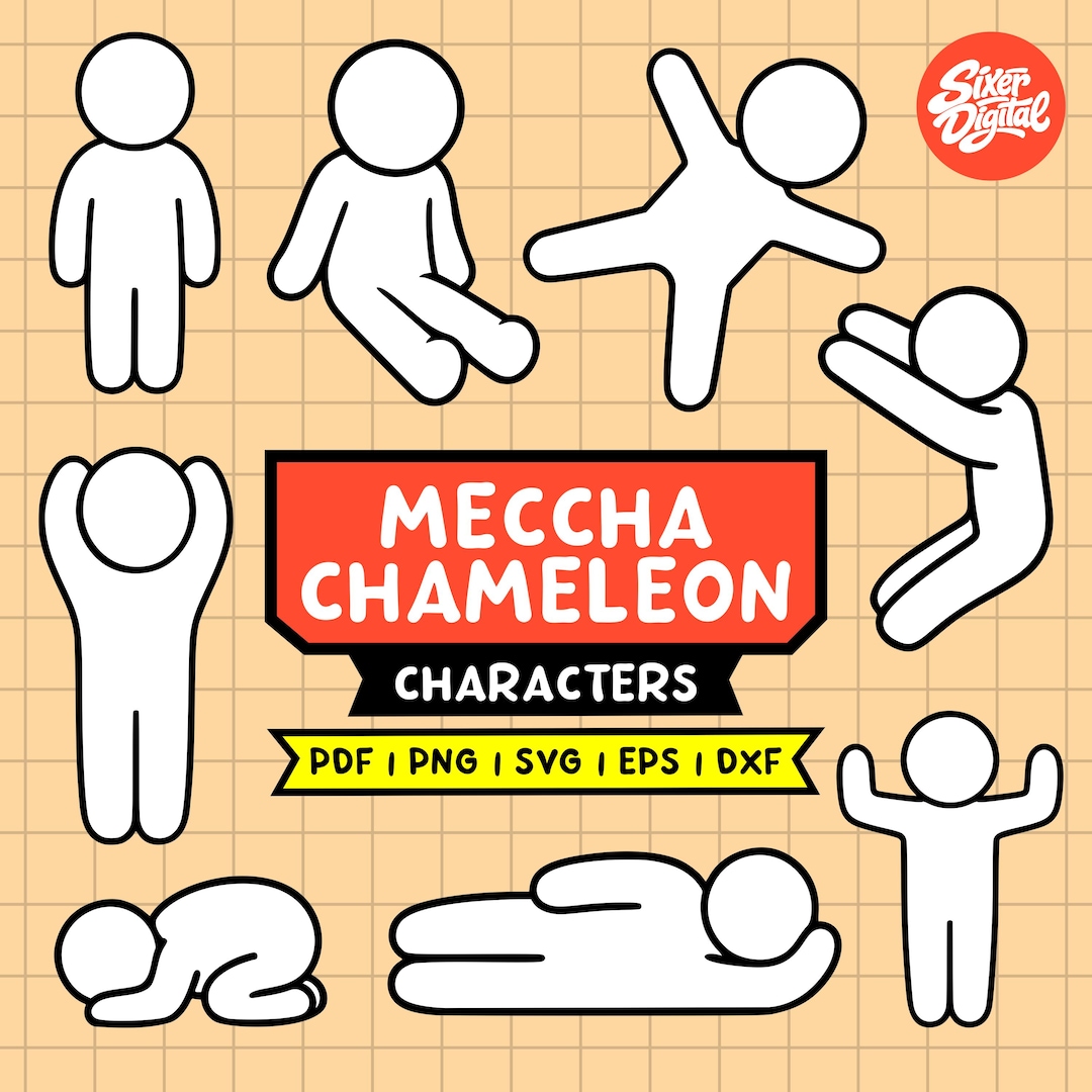 Printable Meccha Chameleon Character Poses SVG Cut File | Cricut