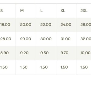 K&ouml;nnte beinhalten: Eine wei&szlig;e Tabelle zeigt die T-Shirt-Gr&ouml;&szlig;en in Zoll an. Die Tabelle enth&auml;lt die Gr&ouml;&szlig;en XS bis 5XL und listet Breite, L&auml;nge und &Auml;rmell&auml;nge auf. Die Gr&ouml;&szlig;entoleranz ist ebenfalls angegeben. Die Ma&szlig;e reichen von 41,9 cm bis 81,3 cm in der Breite und von 68,6 cm bis 88,9 cm in der L&auml;nge.