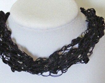 The Little Black Necklace from Ladder Ribbon Yarn