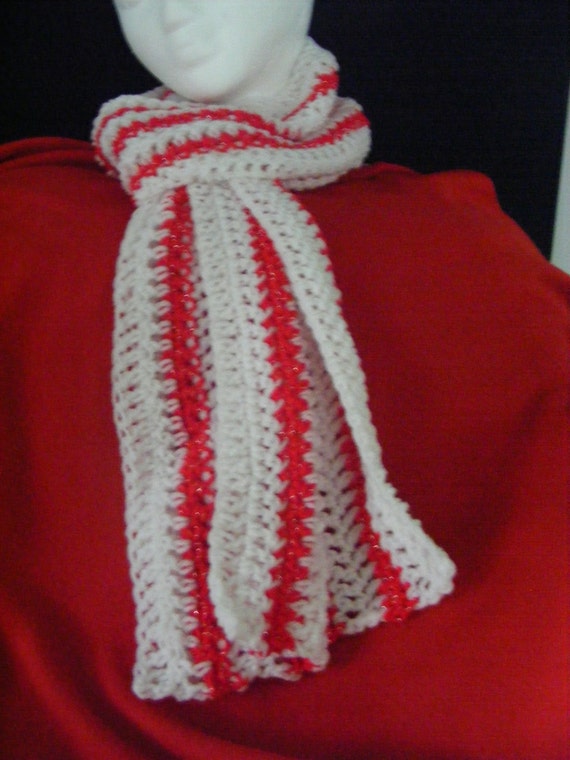 Red and online white scarf