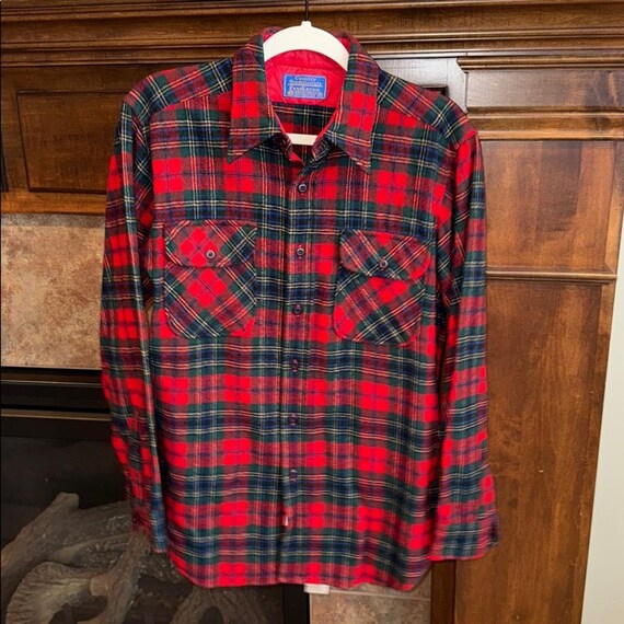 Vintage Pendleton Country Traditionals Maclean Tartan virgin wool button down M