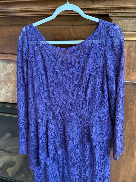 knee length purple lace dress Vintage Ursula of Switzerland Sparkly Formal M/L light purple hoco dress