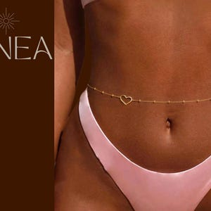 Goldene Herz Taillenkette Perlen Belly Chain Minimalistischer Körperschmuck