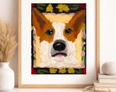 Sad Heeler Dog Art Print – 8×10 Oil Pastel Wall Art