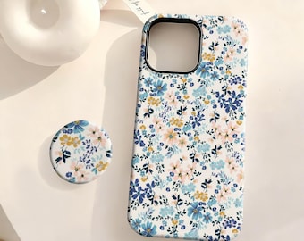美しい野生の花のケース、花柄の電話ケース、iPhone 17 16 15 14 13 12 Plus Pro Max、Samsung S25 S24 S23 S22 Plus Ultraに対応