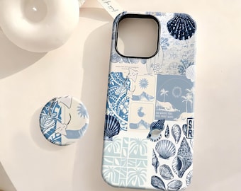 Coastal Aesthetic Preppy Seashell Ocean Case, Beachy Tropical Case,iPhone 17 16 15 14 13 12 Plus Pro Max,Samsung S25 S24 S23 S22 Plus Ultra