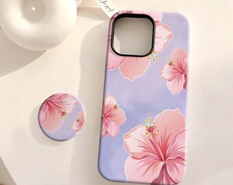 Pink Hibiscus Flower Phone Case,Tropical Floral Cute Summer Design, iPhone 17 16 15 14 13 12 Plus Pro Max,Samsung S25 S24 S23 S22 Plus Ultra