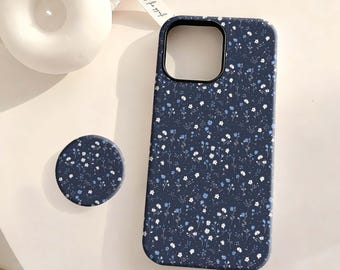 Floral spring blue-green pattern phone case, suitable for iPhone 17 16 15 14 13 12 Plus Pro Max,Samsung S25 S24 S23 S22 Plus Ultra