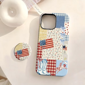 Retro Cowboy Flag Collage Phone Case - Coquette Western Aesthetic iPhone 17 16 15 14 13 12 Plus Pro Max,Samsung S25 S24 S23 S22 Plus Ultra