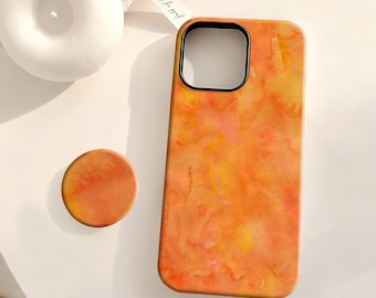 Orange Rendering iPhone Case, Retro Gentle Cover, Compatible For iPhone 17 16 15 14 13 12 Plus Pro Max,Samsung S25 S24 S23 S22 Plus Ultra