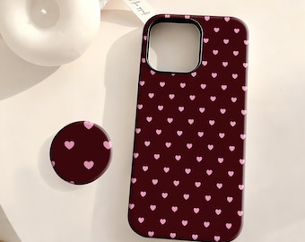 Minimalistiskt hjärtmönster mobilskal, rött enkelt hjärta, alla hjärtans dag-present, iPhone 17 16 15 14 13 12 Plus Pro Max, Samsung S25 S24 S23 S22 Plus Ultra
