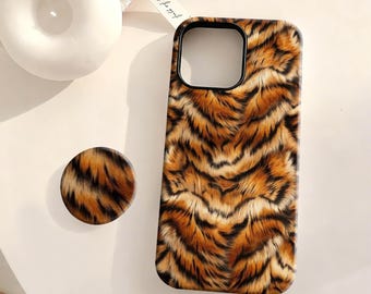 Tiger Print Handyhülle - Wild Retro Cover, Kompatibel mit iPhone 17 16 15 14 13 12 Plus Pro Max, Samsung S25 S24 S23 S22 Plus Ultra