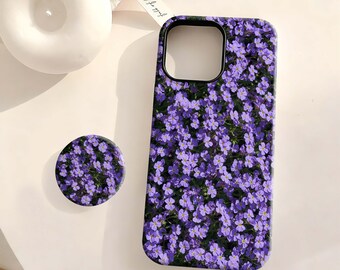 Purple Wildflower Field Phone Case - Dreamy Floral Cover For iPhone 17 16 15 14 13 12 Plus Pro Max,Samsung S25 S24 S23 S22 Plus Ultra