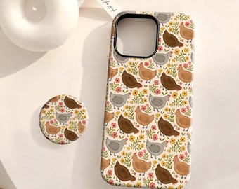 Huhn Blumen Handyhülle, Cottagecore Bauernhaus iPhone Hülle, iPhone 17 16 15 14 13 12 Plus Pro Max,Samsung S25 S24 S23 S22 Plus Ultra Ultra