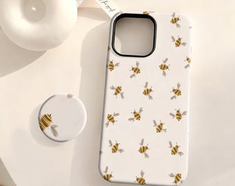 Süße Bienen Malerei Handyhülle, Ästhetische Handyhülle, Kompatibel mit iPhone 17 16 15 14 13 12 Plus Pro Max, Samsung S25 S24 S23 S22 Plus Ultra