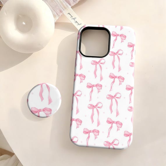 Pink Bow Phone Case, Cute Tough Phone Case ,Compatible With iPhone 17 16 15 14 13 12 Plus Pro Max,Samsung S25 S24 S23 S22 Plus Ultra