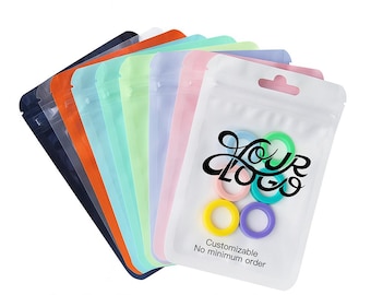 Bolsas personalizadas con cierre hermético para macarons, con logotipo y frontal transparente.