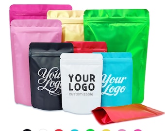 Pochette mate personnalisée avec logo, sac d'emballage alimentaire refermable