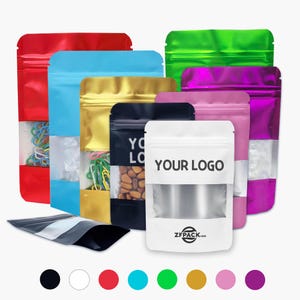 Custom Matte Aluminum Foil Pouch with Window, Resealable Coffee Snack Bag, Low MOQ Printing