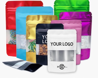 Custom Matte Aluminum Foil Pouch with Window, Resealable Coffee Snack Bag, Low MOQ Printing