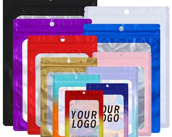 Custom Resealable Window Gift Bags, Color Back Pouches, Logo Packaging, Aluminum Foil Zip Bags
