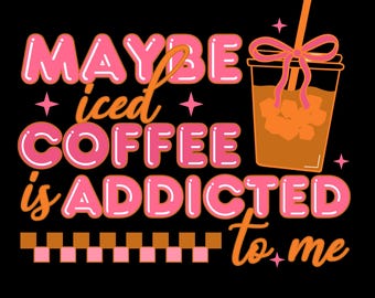 Coquette Iced Coffee PNG, Retro Sublimation Design (Digital Download)