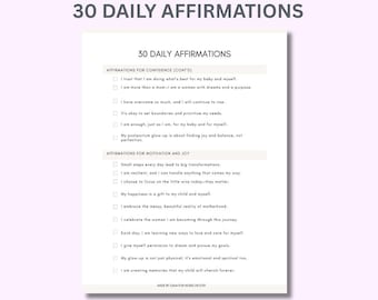 30 Daily Affirmations for Moms Printable | Postpartum Encouragement (Digital Download)