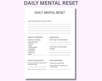 Daily Mental Reset for Busy Moms | 5-Minute Brain Dump & Calm Clarity Printable | Overwhelmed Mom Self-Care