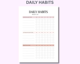 Daily Habit Tracker Printable | Weekly Routine Planner (Digital Download)