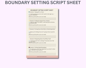 Boundary Setting Script Sheet | Mental Health Tool for Moms (PDF A4/A5/US Letter