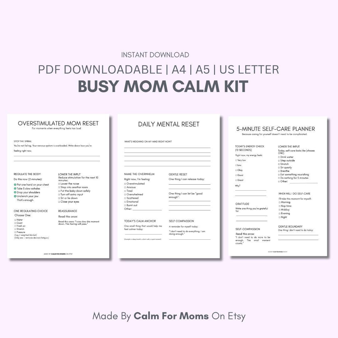 Busy Mom Calm Kit | Self-care & Mental Reset Bundle for Overwhelmed ...