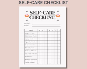 Weekly Self-Care Checklist | Habit Tracker for Moms (PDF Printable)