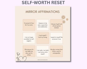 Self-Love Mirror Affirmations | Printable Positive Quotes (PDF Downloadable A4/A5/US Letter Size)