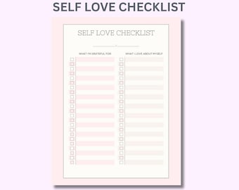 Self Love Checklist Printable | Gratitude Journal Worksheet (Digital Download)