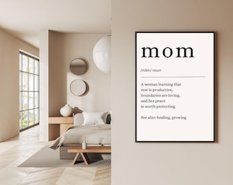 Mom Definition Art Print | Minimalist Affirmation, Neutral Decor (Digital Download)