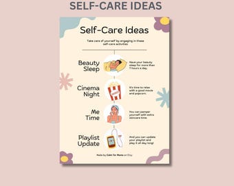 Self-Care Ideas Printable | Relaxation Guide for Busy Moms (PDF A4/A5/US Size