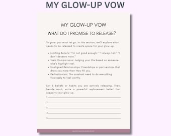 Glow-Up Vow Worksheet | Self-Care for Moms (Digital Download)