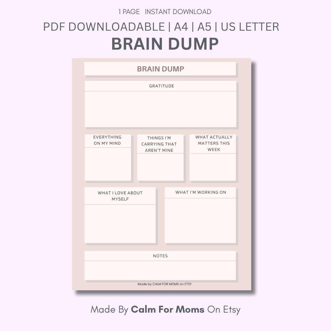 Brain Dump Printable | Weekly Reset, Mental Clarity (digital Download ...