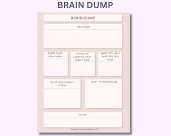 Brain Dump Printable | Weekly Reset, Mental Clarity (Digital Download A4/A5/US Letter Size)