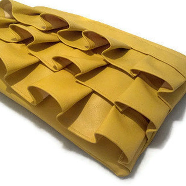 Yellow Clutch Bag with Ruffles