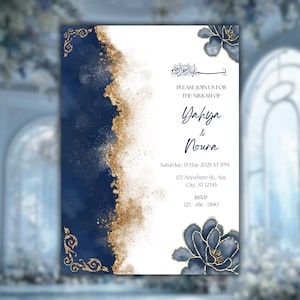 Modern and Elegant Digital Islamic Nikkah and Wedding Invitation Template: Easily Editable for DIY, Instant Download - 5x7 Card