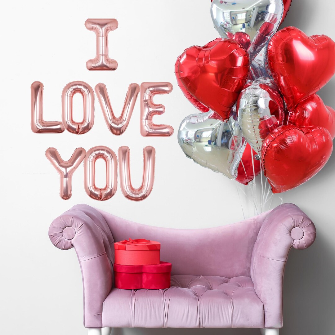 I Love You & Heart Balloon Bouquet | Valentine's Day Romantic Proposal ...