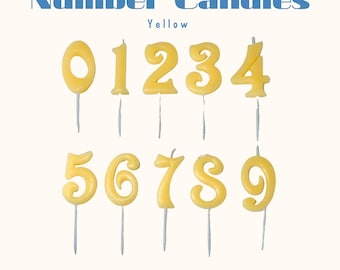 Yellow Number Birthday Candles, Spring Party Decor, Lemon Color Cake Candles (0-9),Baby Shower