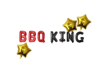 BBQ KING Father's Day Foil Balloon Banner, Birthday Party Decorations, Grill Master Sign