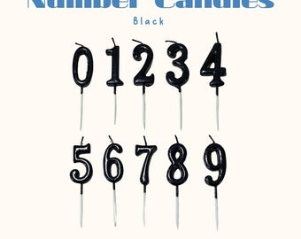 Black Birthday Number Candles, Milestone Candles 0-9, Race Car Party Decor