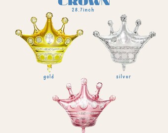 Crown Foil Balloon,Princess Birthday Decoration,Baby Shower,Wedding,Bridal Shower,Gold Pink Silver